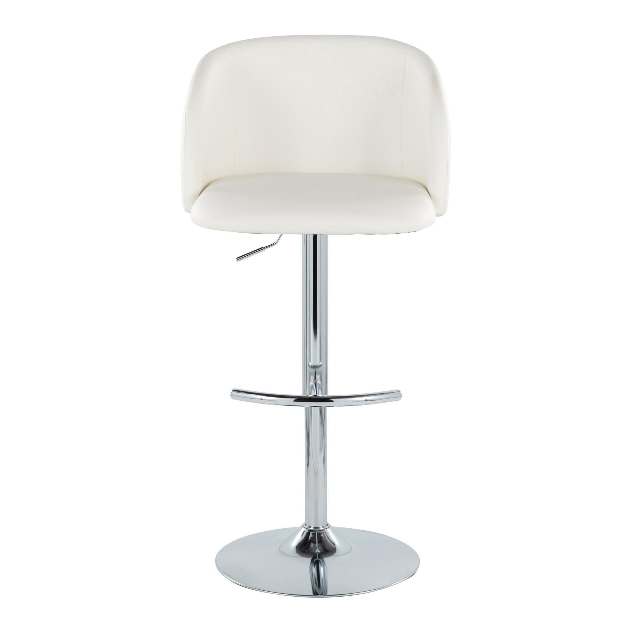Fran White Faux Leather Chrome Contemporary Adjustable Barstools (Set of 2) 8 Fran White Faux Leather Chrome Contemporary Adjustable Barstools (Set of 2) - Image 8