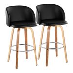 Fran Zebra Wood Black Faux Leather Swivel Barstool 29 (Set of 2) 13 Fran Zebra Wood Black Faux Leather Swivel Barstool 29 (Set of 2)