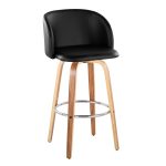 Fran Zebra Wood Black Faux Leather Swivel Barstool 29 (Set of 2) 14 Fran Zebra Wood Black Faux Leather Swivel Barstool 29 (Set of 2)