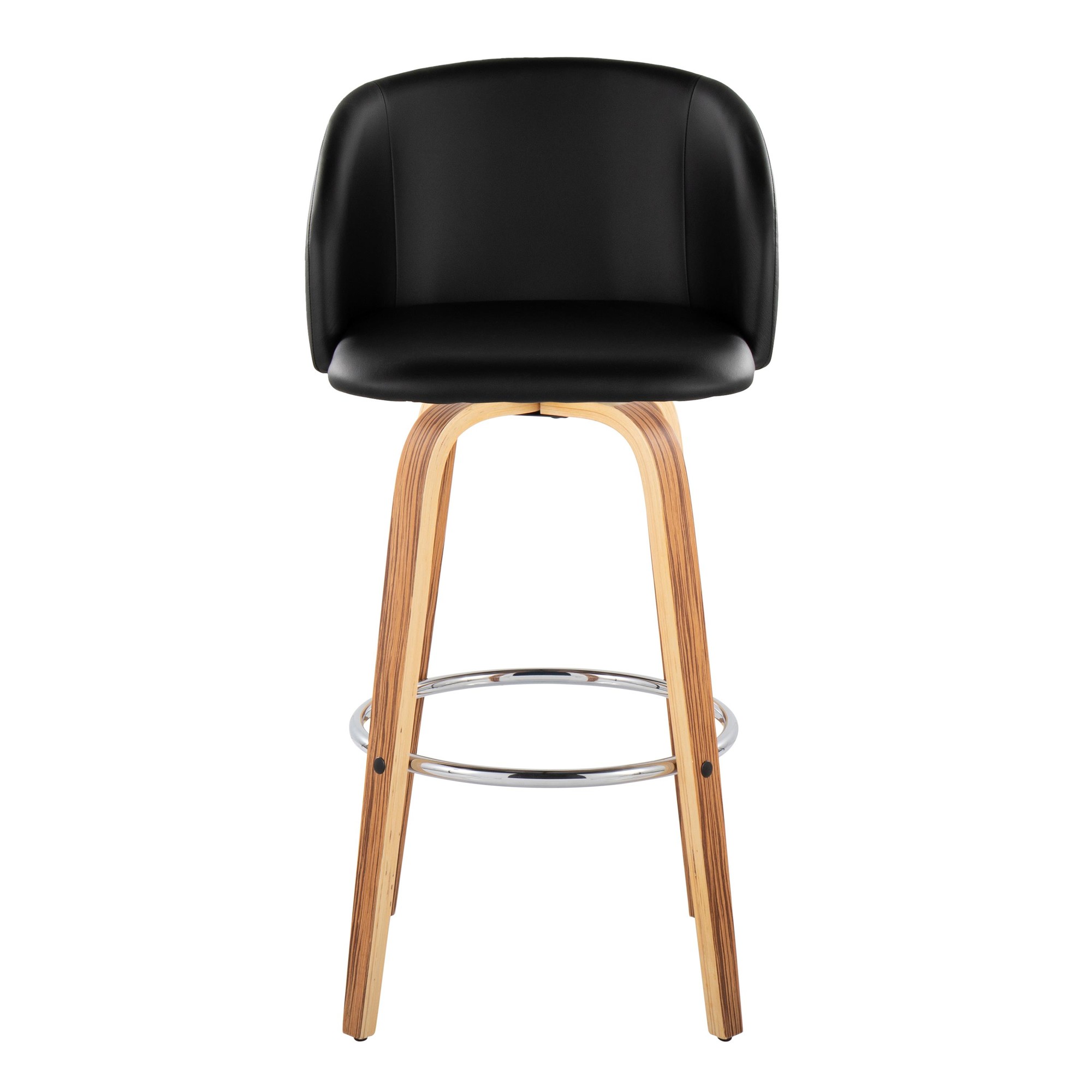 Fran Zebra Wood Black Faux Leather Swivel Barstool 29 (Set of 2) 8 Fran Zebra Wood Black Faux Leather Swivel Barstool 29 (Set of 2) - Image 8