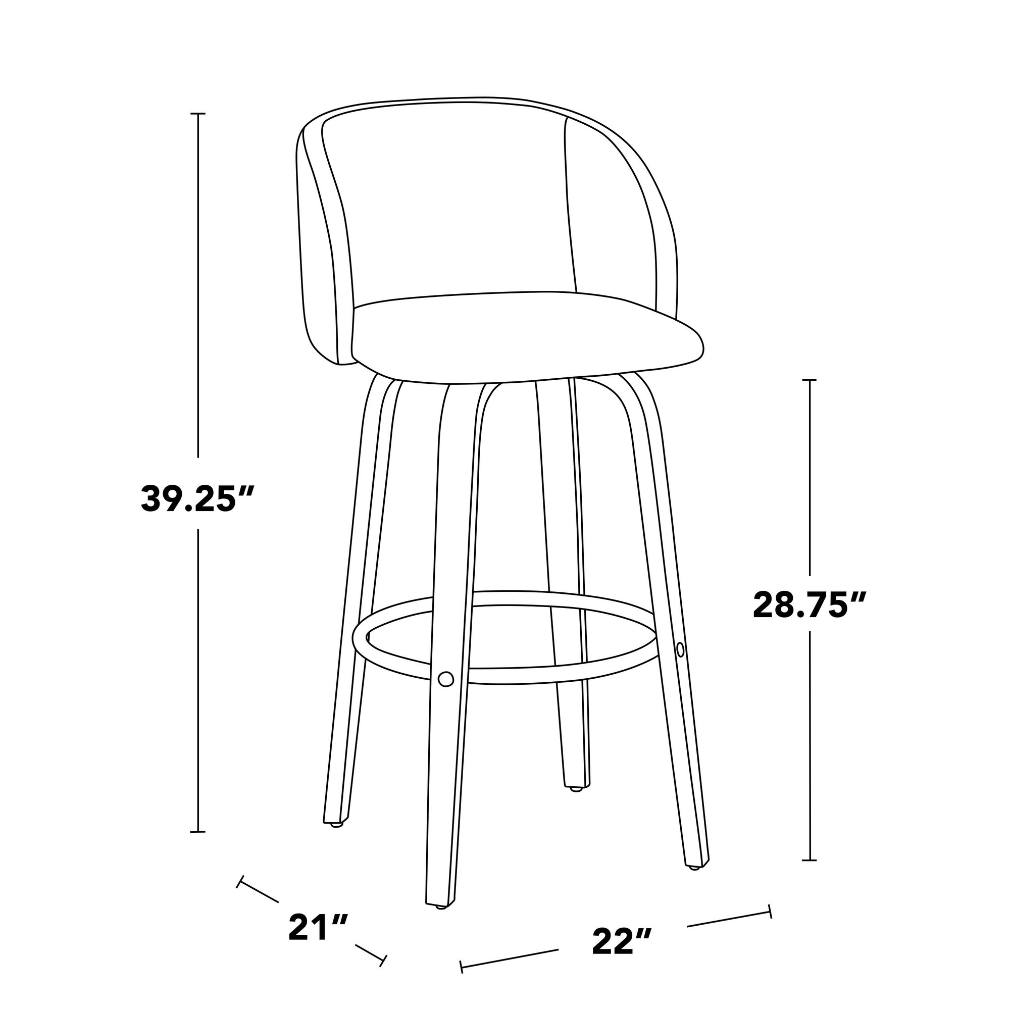 Fran Zebra Wood Black Faux Leather Swivel Barstool 29 (Set of 2) 9 Fran Zebra Wood Black Faux Leather Swivel Barstool 29 (Set of 2) - Image 9