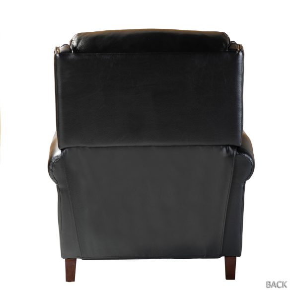 Franco Black Genuine Leather Mid Century Modern Nailhead Trim Recliner 3