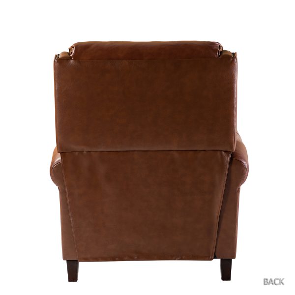 Franco Brown Genuine Leather Mid Century Modern Nailhead Trim Recliner 3