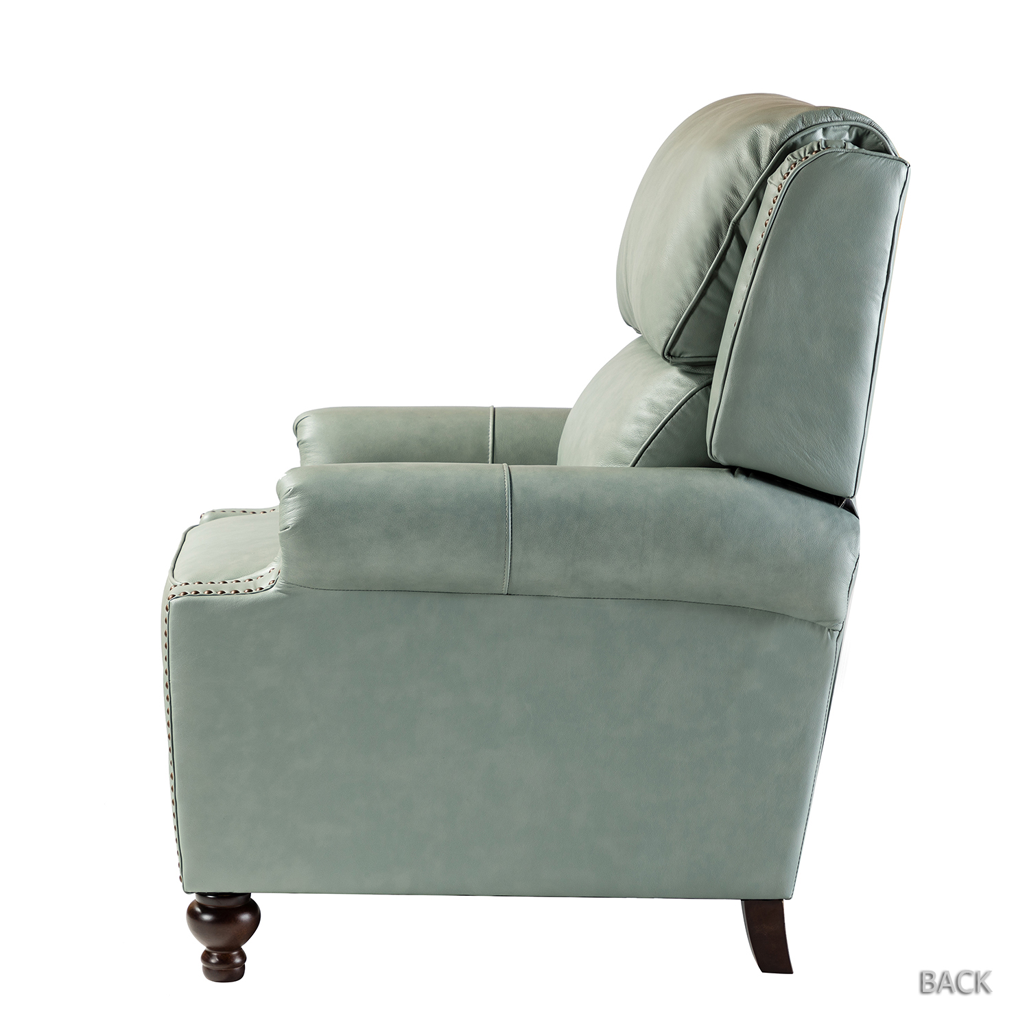 Franco Sage Leather Mid-Century Modern Nailhead Trim Recliner 3 Franco Sage Leather Mid-Century Modern Nailhead Trim Recliner - Image 3