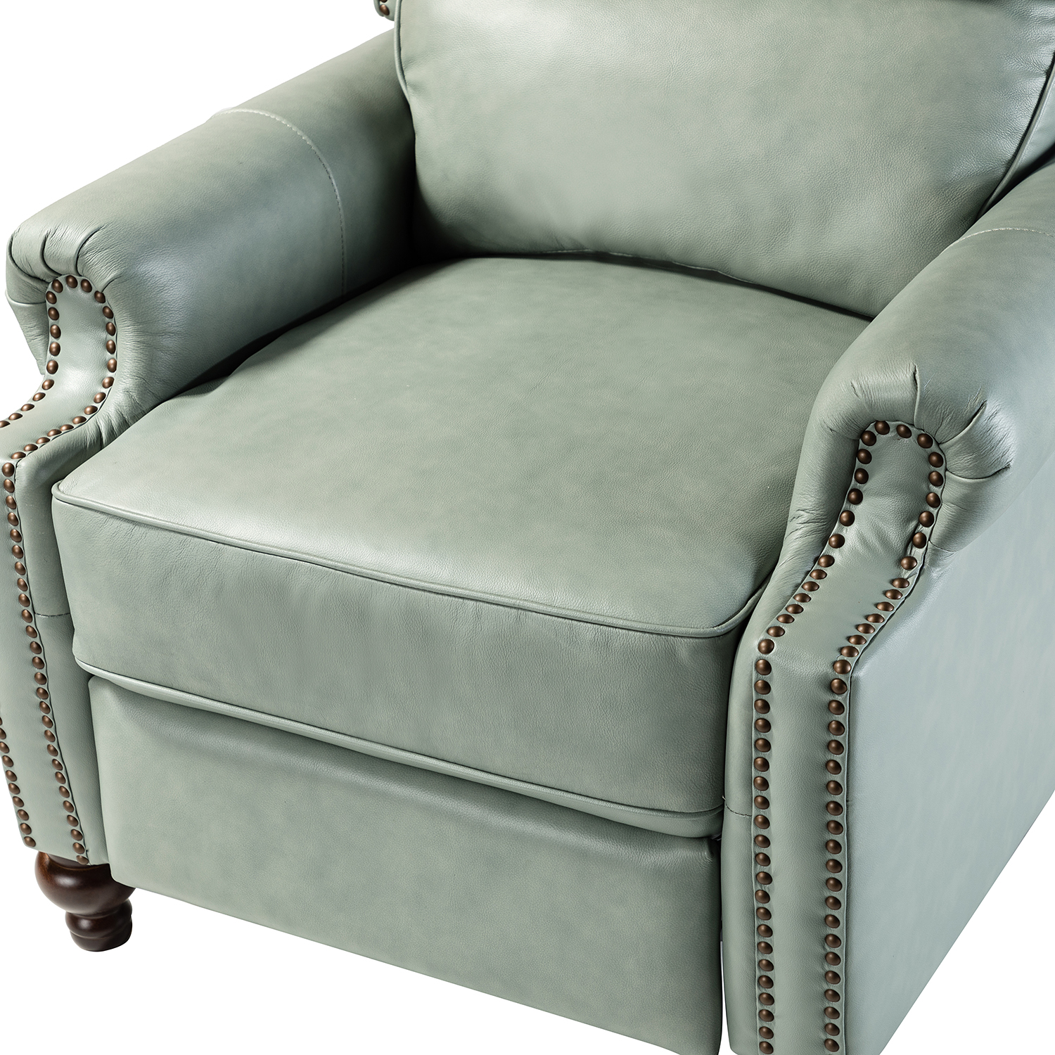 Franco Sage Leather Mid-Century Modern Nailhead Trim Recliner 5 Franco Sage Leather Mid-Century Modern Nailhead Trim Recliner - Image 5
