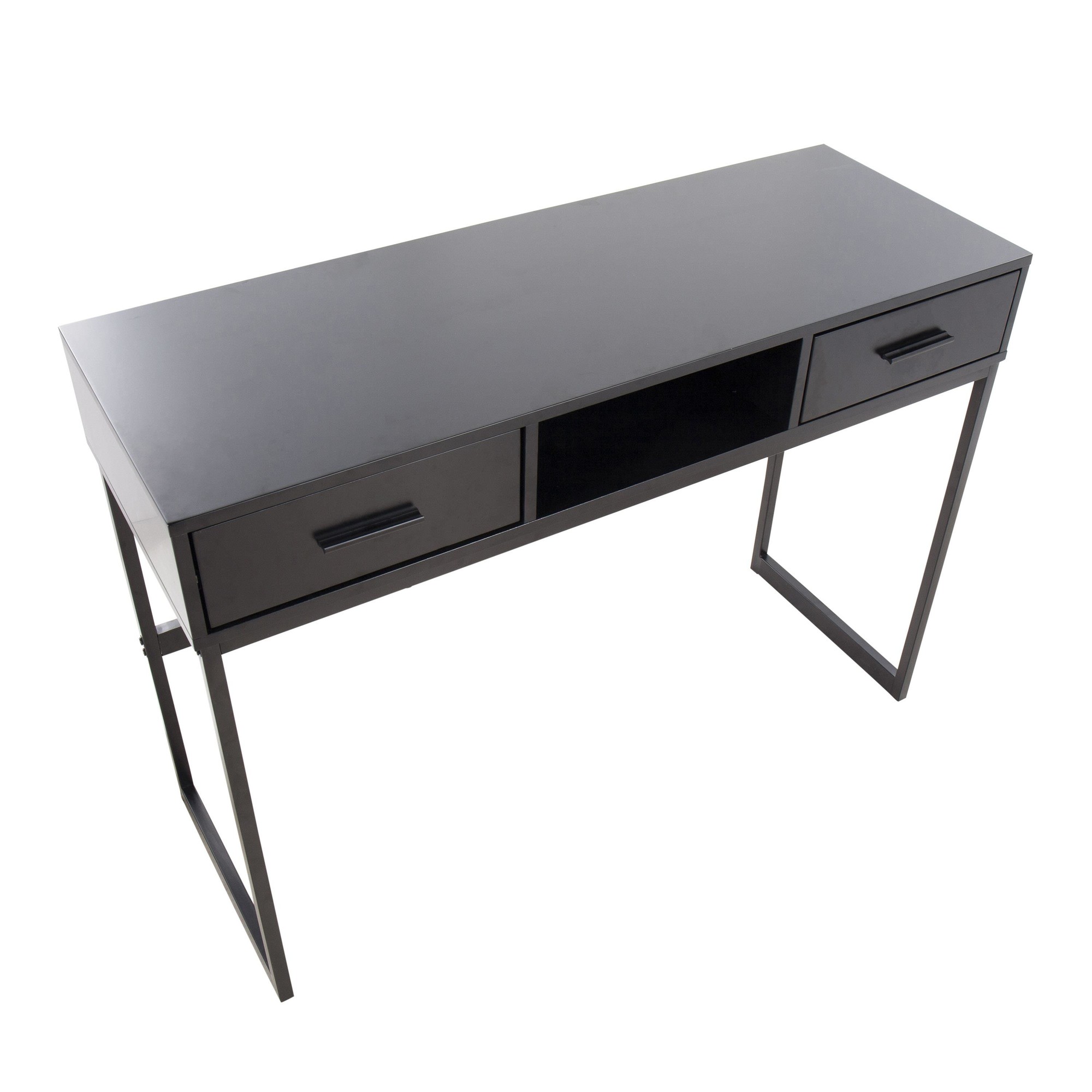 Franklin Black Contemporary Console Table with Storage 8 Franklin Black Contemporary Console Table with Storage - Image 8