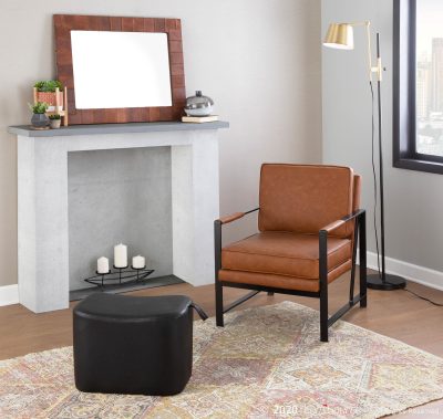 Franklin Contemporary Black Metal Camel Faux Leather Arm Chair