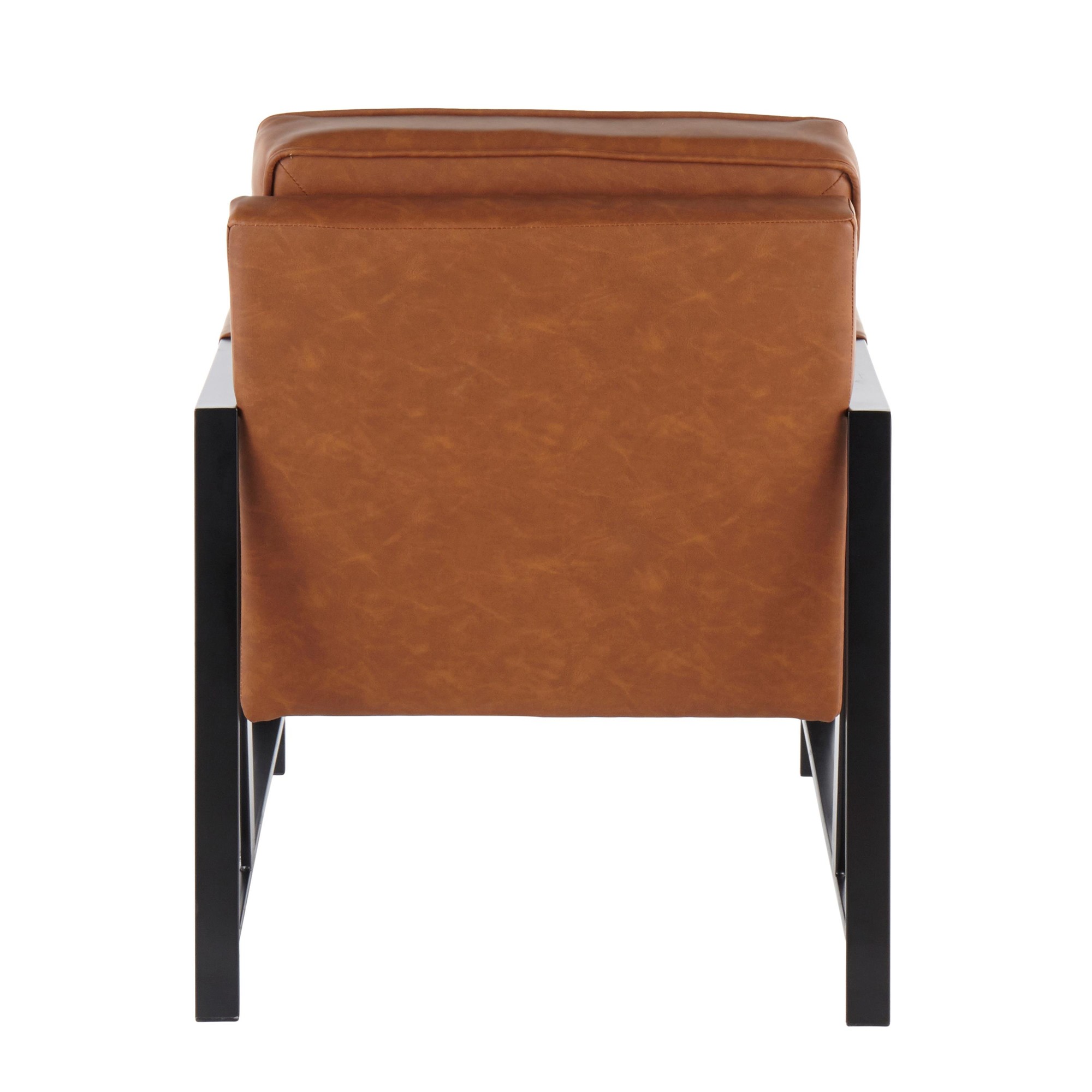 Franklin Contemporary Black Metal Camel Faux Leather Arm Chair 6 Franklin Contemporary Black Metal Camel Faux Leather Arm Chair - Image 6