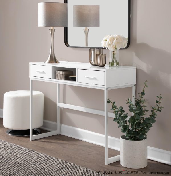 Franklin White Contemporary Console Table with Storage 1