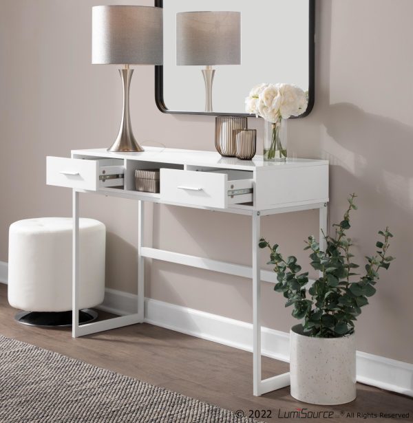 Franklin White Contemporary Console Table with Storage 2