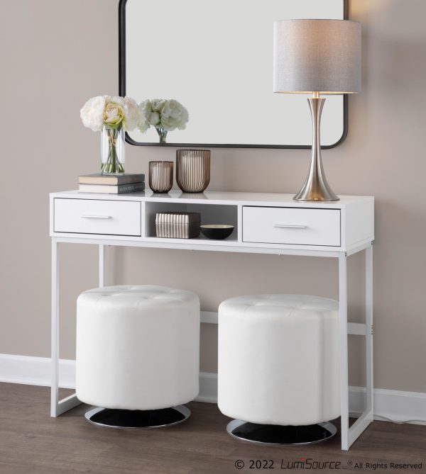 Franklin White Contemporary Console Table with Storage 3