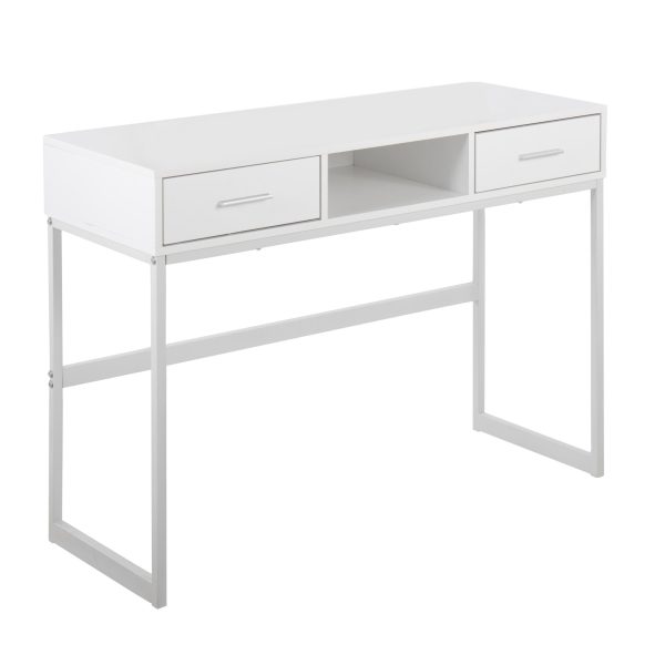 Franklin White Contemporary Console Table with Storage 4