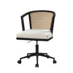 Freda Black Rattan Swivel Ergonomic Adjustable Height Office Task Chair 7 Freda Black Rattan Swivel Ergonomic Adjustable Height Office Task Chair