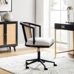 Freda Black Rattan Swivel Ergonomic Adjustable Height Office Task Chair 6 Freda Black Rattan Swivel Ergonomic Adjustable Height Office Task Chair