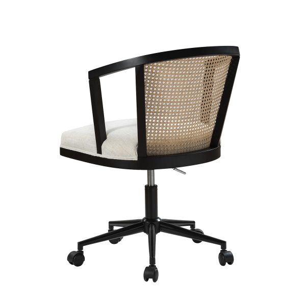 Freda Black Rattan Swivel Ergonomic Adjustable Height Office Task Chair 3