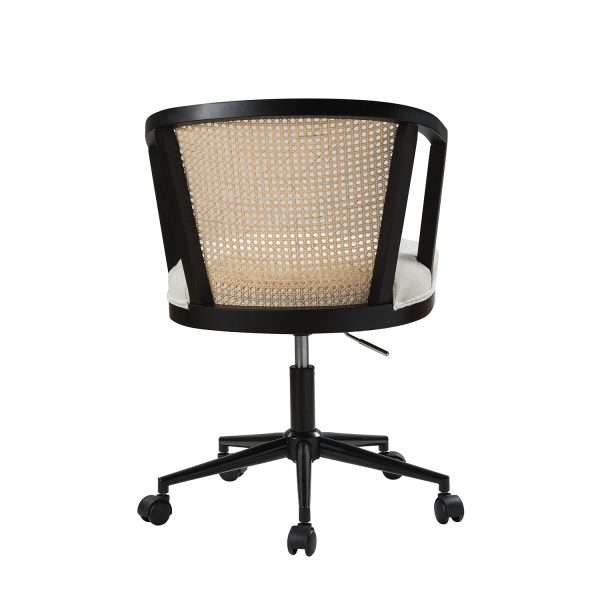 Freda Black Rattan Swivel Ergonomic Adjustable Height Office Task Chair 4