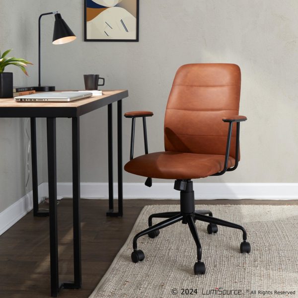 Fredrick Brown Faux Leather Contemporary Office Chair 1