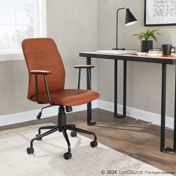Fredrick Brown Faux Leather Contemporary Office Chair