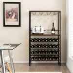 Industrial Wine Rack with 4-Tier Shelves and Stemware Storage 8 Industrial Wine Rack with 4-Tier Shelves and Stemware Storage