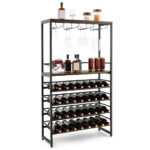 Industrial Wine Rack with 4-Tier Shelves and Stemware Storage 10 Industrial Wine Rack with 4-Tier Shelves and Stemware Storage