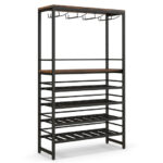 Industrial Wine Rack with 4-Tier Shelves and Stemware Storage 11 Industrial Wine Rack with 4-Tier Shelves and Stemware Storage