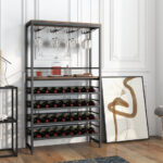 Industrial Wine Rack with 4-Tier Shelves and Stemware Storage 13 Industrial Wine Rack with 4-Tier Shelves and Stemware Storage