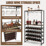 Industrial Wine Rack with 4-Tier Shelves and Stemware Storage 14 Industrial Wine Rack with 4-Tier Shelves and Stemware Storage