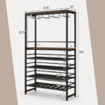 Industrial Wine Rack with 4-Tier Shelves and Stemware Storage 12 Industrial Wine Rack with 4-Tier Shelves and Stemware Storage