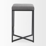 Frodo 16.5L x 16.5W x 26.4H Gray Fabric Seat W/Black Iron Frame Counter Stool