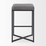 Frodo 16.5L x 16.5W x 26.4H Gray Fabric Seat W/Black Iron Frame Counter Stool
