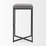Frodo 16.5L x 16.5W x 29.75H Gray Fabric Seat W/Black Iron Frame Bar Stool