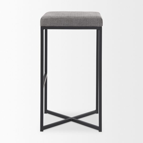Frodo 16.5L x 16.5W x 29.75H Gray Fabric Seat WBlack Iron Frame Bar Stool 3