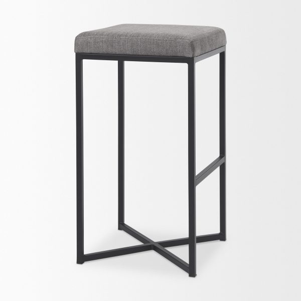 Frodo 16.5L x 16.5W x 29.75H Gray Fabric Seat WBlack Iron Frame Bar Stool 5