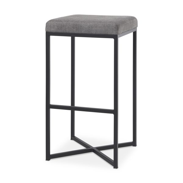 Frodo 16.5L x 16.5W x 29.75H Gray Fabric Seat WBlack Iron Frame Bar Stool