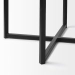 Frodo 26" Seat Height White Fabric Seat Black Metal Base Stool