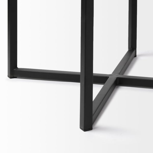 Frodo 26 Seat Height White Fabric Seat Black Metal Base Stool 10