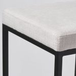 Frodo 26" Seat Height White Fabric Seat Black Metal Base Stool