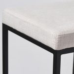 Frodo 29.75" Seat Height White Fabric Seat Black Metal Base Stool