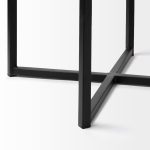 Frodo 29.75" Seat Height White Fabric Seat Black Metal Base Stool