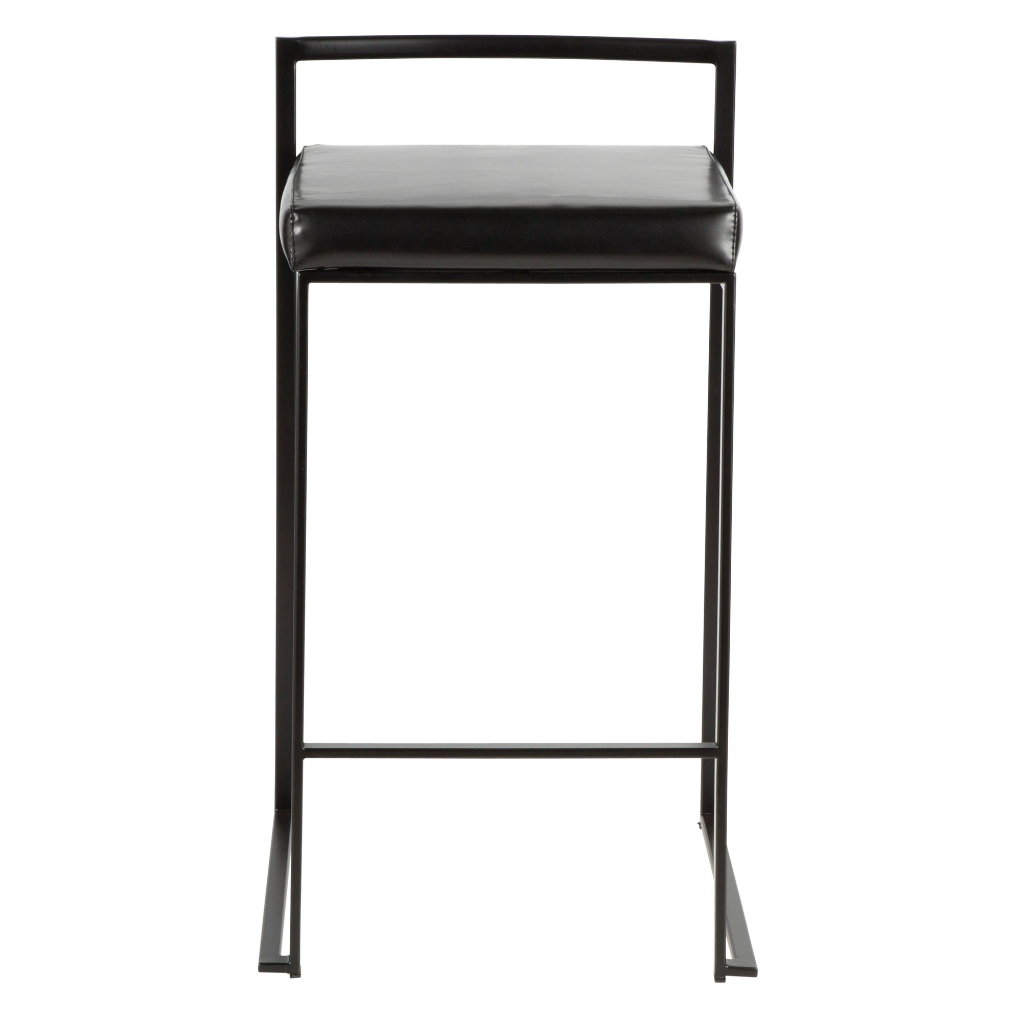 Fuji 26" Black Faux Leather Contemporary Counter Stools (Set of 3) 10 Fuji 26" Black Faux Leather Contemporary Counter Stools (Set of 3) - Image 10