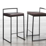 Fuji 26" Black Metal Brown Faux Leather Contemporary Stools (Set of 3) 13 Fuji 26" Black Metal Brown Faux Leather Contemporary Stools (Set of 3)