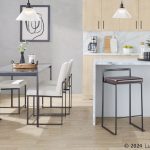 Fuji 26" Black Metal Brown Faux Leather Contemporary Stools (Set of 3) 15 Fuji 26" Black Metal Brown Faux Leather Contemporary Stools (Set of 3)