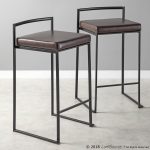 Fuji 26" Black Metal Brown Faux Leather Contemporary Stools (Set of 3) 16 Fuji 26" Black Metal Brown Faux Leather Contemporary Stools (Set of 3)
