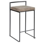 Fuji 26" Black Metal Brown Faux Leather Contemporary Stools (Set of 3) 18 Fuji 26" Black Metal Brown Faux Leather Contemporary Stools (Set of 3)