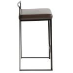 Fuji 26" Black Metal Brown Faux Leather Contemporary Stools (Set of 3) 19 Fuji 26" Black Metal Brown Faux Leather Contemporary Stools (Set of 3)