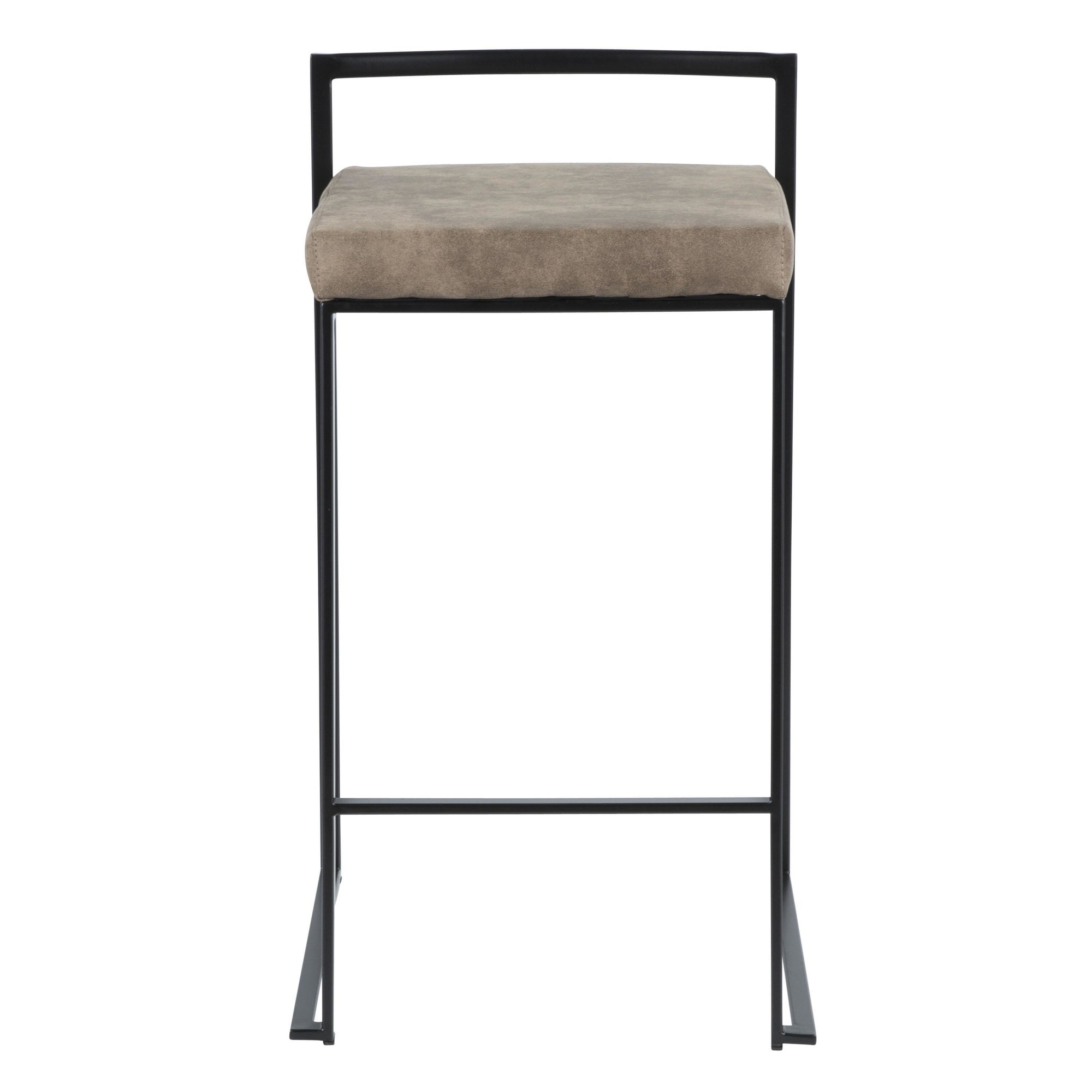 Fuji 26" Black Metal Brown Faux Leather Contemporary Stools (Set of 3) 10 Fuji 26" Black Metal Brown Faux Leather Contemporary Stools (Set of 3) - Image 10