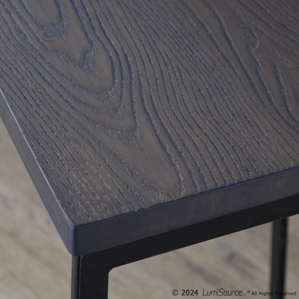 Fuji 26 Black Metal Espresso Bamboo Counter Stool Set of 3 1