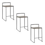 Fuji 26" Black Metal Espresso Bamboo Counter Stool (Set of 3) 24 Fuji 26" Black Metal Espresso Bamboo Counter Stool (Set of 3)