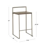 Fuji 26" Black Metal Espresso Bamboo Counter Stool (Set of 3) 25 Fuji 26" Black Metal Espresso Bamboo Counter Stool (Set of 3)