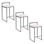 Fuji 26 Black Metal White Contemporary Counter Stool (Set of 3) 23 Fuji 26 Black Metal White Contemporary Counter Stool (Set of 3)